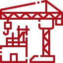 Ein Icon, das ein Bleistift-Symbol darstellt, typischerweise zur Darstellung von Bauplanung oder Entwurf.