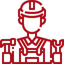 Ein Icon, das eine Bauüberwachungs-Symbolik darstellt, typischerweise zur Kennzeichnung von Bauaufsicht oder Überwachungstätigkeiten auf Baustellen.